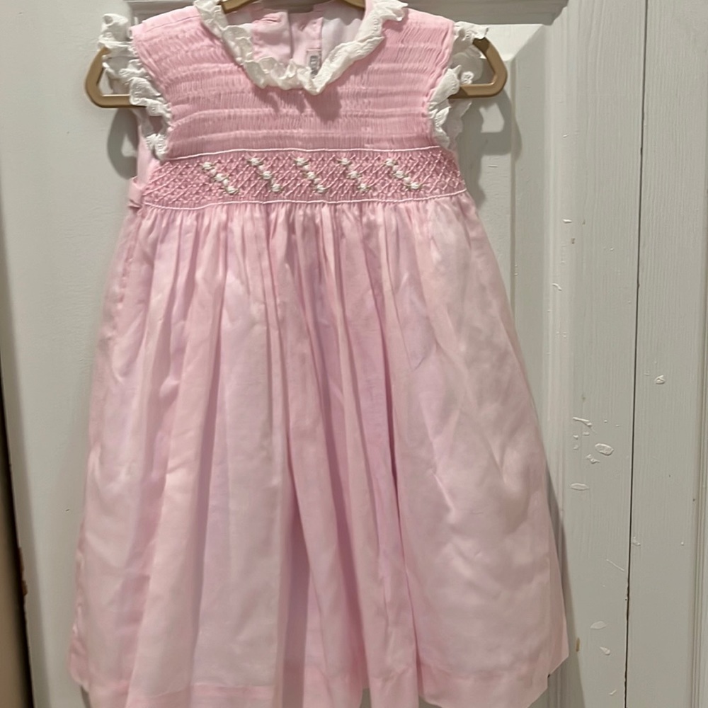 Infant dress pink with white ruffles